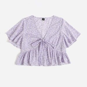 purple floral tie crop top size XL